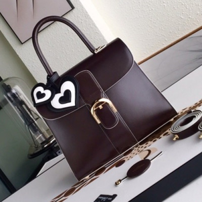 Delvaux 2019 Brillant Leather Tote Shoulder Bag,28 CM - 델보 2019 브리앙 레더 토트 숄더백,DVB0151.28 CM,다크브라운