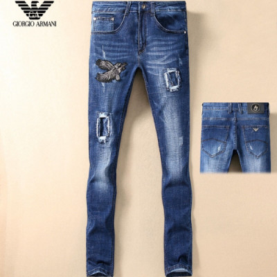 Armani 2019 Mens Steel Logo Slim Fit Denim Pants - 알마니 남성 스틸 로고 슬림핏 데님 팬츠 Arm0217x.Size(29 - 38).블루