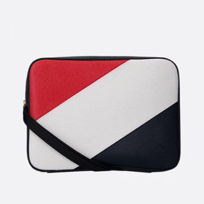 Thom Browne 2019 Leather Clutch Bag ,23cm - 톰브라운 2019 남성용 레더 클러치백 THOB0011,23cm,화이트+블랙