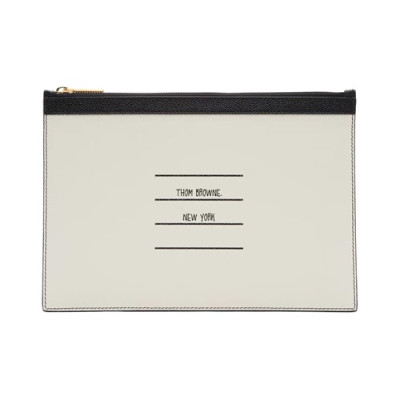 Thom Browne 2019 Leather Clutch Bag ,30/33cm - 톰브라운 2019 레더 남여공용 클러치백 THOB0015,30/33cm,화이트+블랙