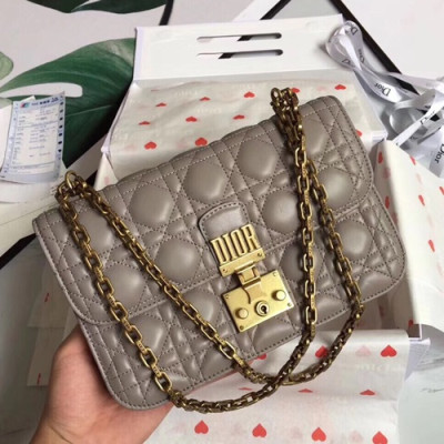 Dior 2019 Addict Leather Chain Shoulder Bag ,24CM - 디올 2019 어딕트 여성용 레더 체인 숄더백 DIOB0194,24cm,그레이