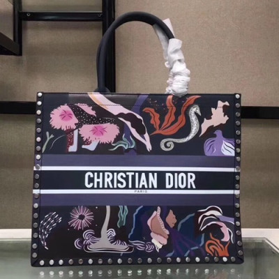 Dior 2019 Women Leather Book Tote Shopper Bag ,41.5CM - 디올 2019 여성용 레더 북 토트 쇼퍼백  DIOB0221,41.5CM,블랙