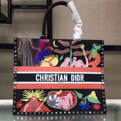 Dior 2019 Women Leather Book Tote Shopper Bag ,41.5CM - 디올 2019 여성용 레더 북 토트 쇼퍼백  DIOB0222,41.5CM,블랙