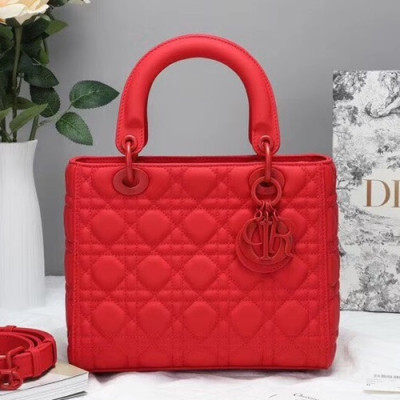 Dior 2019 Ultra-Matte Lady Tote Shoulder Bag,24CM - 디올 2019 울트라 매트 레이디 토트 숄더백 DIOB0229,24CM,레드