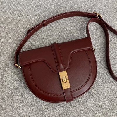 Celine 2019 Besace Leather Shoulder Bag,19CM - 셀린느 2019 베사체 레더 숄더백 ,188013-7,19CM,와인