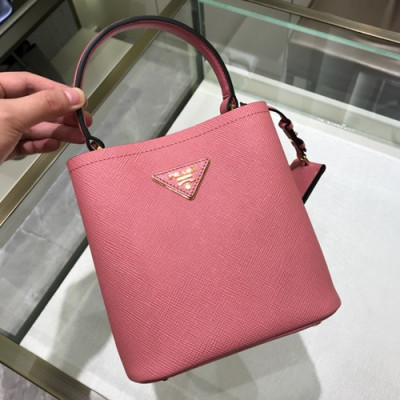 Prada 2019 Double Small Saffiano Tote Shoulder Bag,18cm - 프라다 2019 여성용 두블레 스몰 사피아노 토트 숄더백 ,1BA217-5,18cm,핑크