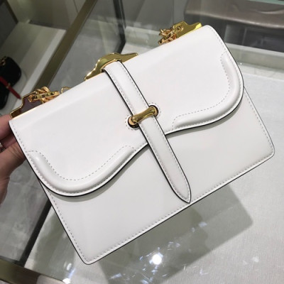 Prada 2019 Belle Chain Shoulder Bag,24cm - 프라다 2019 벨 여성용 체인 숄더백 ,1BD188-1,24cm,화이트