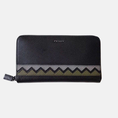 Prada 2019 Mens Saffiano Leather Zip Wallet 2ML317 - 프라다 남성 사피아노 레더 지퍼 장지갑 PRAW0073,20CM, 블랙