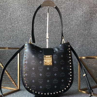 MCM 2019 Patricia Visetos Tote Shoulder Bag,26cm - 엠씨엠 2019 패트리샤 비세토스 여성용 토트 숄더백 MCMB0149, 26cm,블랙