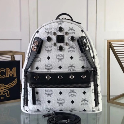 MCM 2019 Dual Stark Visetos Back Pack,26/34cm - 엠씨엠 2019 듀얼 스타크 비세토스 남여공용 백팩 MCMB0174, 26/34cm,화이트