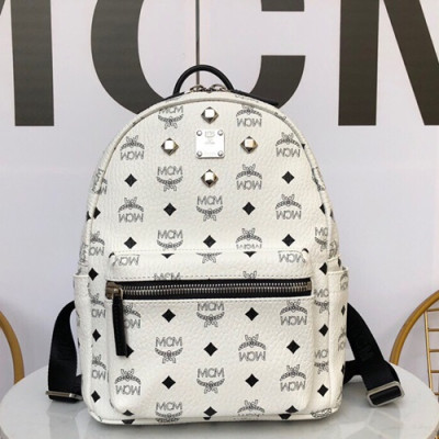 MCM 2019 Visetos Back Pack,26cm - 엠씨엠 2019 비세토스 남여공용 백팩 MCMB0194, 26cm,화이트