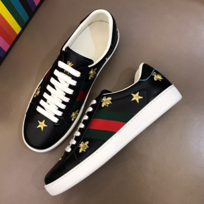 Gucci 2019 Mm/Wm Embroidery Ace Leather Sneakers - 구찌 남자 자수 에이스 레더 스니커즈 Guc01207x.Size(225 - 275).블랙