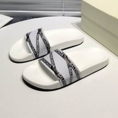 Balenciaga 2019 Mm/Wm Logo Leather Slipper - 발렌시아가 남자 로고 레더 샌들 Bal0223x.Size(225 - 270).화이트