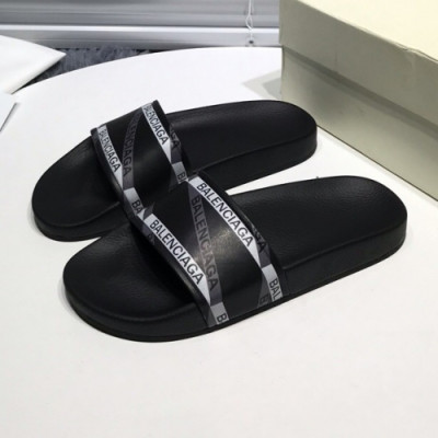 Balenciaga 2019 Mm/Wm Logo Leather Slipper - 발렌시아가 남자 로고 레더 샌들 Bal0224x.Size(225 - 270).블랙