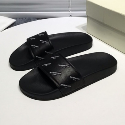 Balenciaga 2019 Mm/Wm Logo Leather Slipper - 발렌시아가 남자 로고 레더 샌들 Bal0226x.Size(225 - 270).블랙