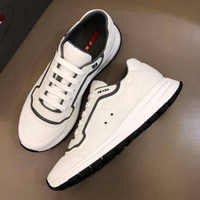 Prada 2019 Mens Casual Logo Leather  Runner  - 프라다 남성 캐쥬얼 로고 레더 러너 Pra0632x.Size(245 - 265).화이트