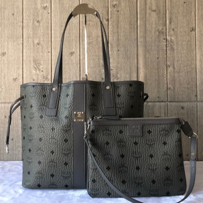 MCM Visetos Tote Shoulder Shopper Bag,33cm - 엠씨엠 여성용 비세토스 토트 숄더 쇼퍼백 MCMB0230, 33cm,그레이