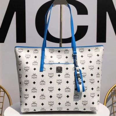 MCM Anya Visetos Tote Shoulder Shopper Bag,30cm - 엠씨엠 여성용 Anya 비세토스 토트 숄더 쇼퍼백 MCMB0238, 30cm,화이트