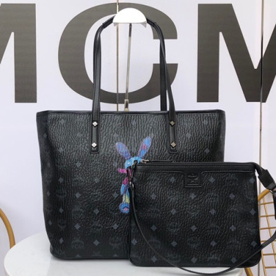 MCM Visetos Tote Shoulder Shopper Bag,30cm - 엠씨엠 여성용 비세토스 토트 숄더 쇼퍼백 MCMB0245, 30cm,블랙