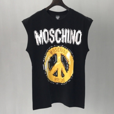 Moschino 2019 Mm/Wm Logo Crew -neck Cotton Short Sleeved Tshirt - 모스키노 남자 로고 크루넥 고튼 반팔티 Mos0016x.Size(s - 2xl).블랙