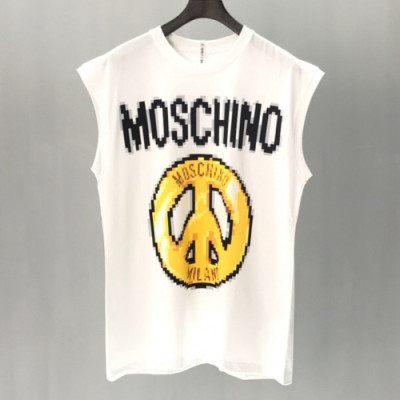 Moschino 2019 Mm/Wm Logo Crew -neck Cotton Short Sleeved Tshirt - 모스키노 남자 로고 크루넥 고튼 반팔티 Mos0017x.Size(s - 2xl).화이트