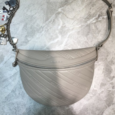 Balenciaga 2019 Leather  Belt Bag ,27CM - 발렌시아가 2019 남여공용 레더 벨트백,BGB0316,27CM,그레이