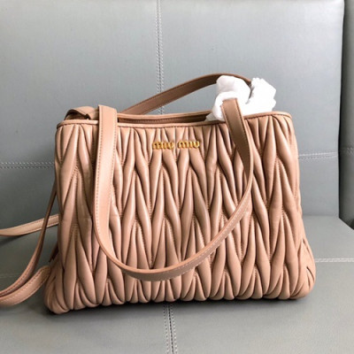 MiuMiu 2019 Matelasse Tote Shoulder Cross Bag,27cm - 미우미우 2019 마틀라세 토트 숄더 크로스백,5BG103, MIUB0066, 27cm,베이지핑크