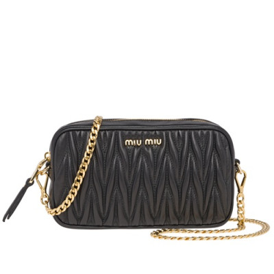 MiuMiu 2019 Matelasse Belt Bag / Shoulder Cross Bag,19cm - 미우미우 2019 마틀라세 벨트백 / 숄더 크로스백,5BL005, MIUB0084 , 19cm,블랙