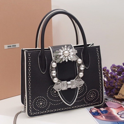 MiuMiu 2019 Lady Tote Shoulder  Bag,25cm - 미우미우 2019 레이디 토트 숄더백,5BA043, MIUB0123 , 25cm,블랙