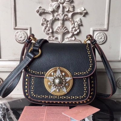 MiuMiu 2019 Star Buckle Shoulder Cross Bag,19cm - 미우미우 2019 스타 버클 숄더 크로스백,5BD030 , MIUB0183 , 19cm,블랙