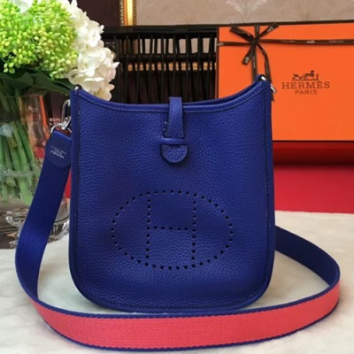 Hermes Evelyne Togo Leather Mini Shoulder Bag,17cm - 에르메스 에블린 토고 레더 여성용 미니 숄더백 HERB0718,17cm,블루