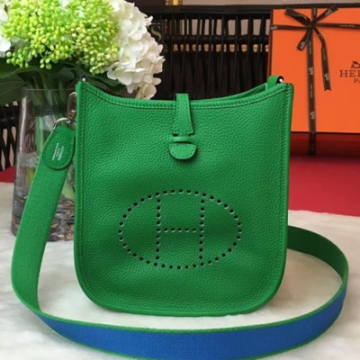 Hermes Evelyne Togo Leather Mini Shoulder Bag,17cm - 에르메스 에블린 토고 레더 여성용 미니 숄더백 HERB0721,17cm,그린