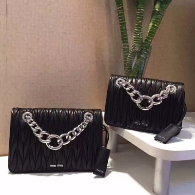 MiuMiu 2019 Matelasse Chain Shoulder Bag,20.5 / 25.5cm - 미우미우 2019 마틀라세 체인 숄더백,5BD016 / 5BD015, MIUB0204 , 20.5/25.5cm,블랙