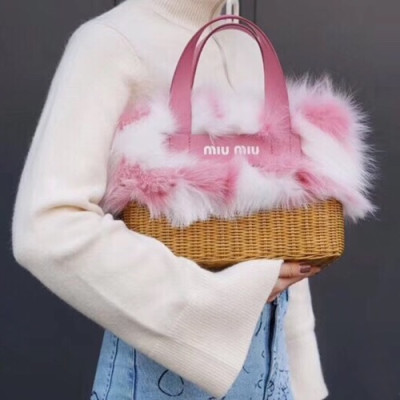 MiuMiu 2019 Tote Shoulder Bag,25cm - 미우미우 2019 토트 숄더백,5BA097, MIUB0228 , 25cm,핑크+화이트