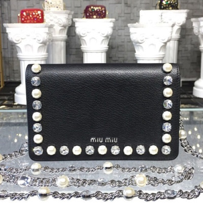 MiuMiu 2019 Crystal Delice Chain Shoulder Cross Bag,20cm - 미우미우 2019 크리스탈 델리스 체인 숄더 크로스백,5BP001, MIUB0230,20cm,블랙