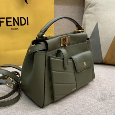 [매장판]Fendi 2019 Peekaboo Mini Pocket Tote Shoulder Bag ,23.5CM - 펜디 2019 피카부 미니 포켓 토트 숄더백  FENB0386,23.5CM,그린