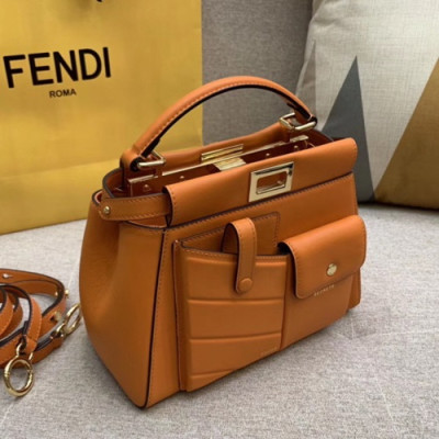 Fendi 2019 Peekaboo Mini Pocket Tote Shoulder Bag ,23.5CM - 펜디 2019 피카부 미니 포켓 토트 숄더백  FENB0387,23.5CM,오렌지