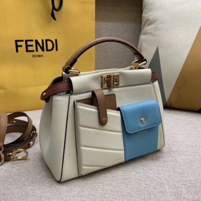 Fendi 2019 Peekaboo Mini Pocket Tote Shoulder Bag ,23.5CM - 펜디 2019 피카부 미니 포켓 토트 숄더백  FENB0389,23.5CM,아이보리