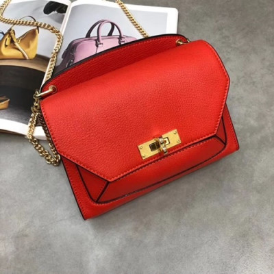 Bally 2019 Suzy Leather Chain Shoulder Cross Bag,20/24cm  - 발리 2019 수지 레더 여성용 체인 숄더 크로스백,BALB0016,20/24cm,레드