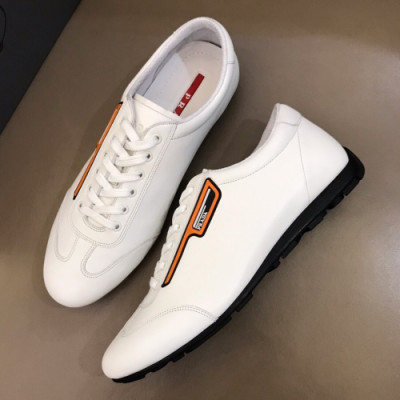 [베이직템]Prada 2019 Mens Business Logo Leather Sneakers - 프라다 남성 비지니스 로고 레더 스니커즈 Pra0639x.Size(240 - 265).화이트