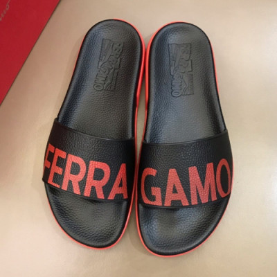 Salvatore Ferragamo 2019 Mens Logo Leather Slipper - 살바토레 페라가모 남성 로고 레더 슬리퍼 Fer0279x.Size(240 - 275).레드