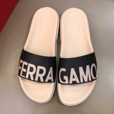 Salvatore Ferragamo 2019 Mens Logo Leather Slipper - 살바토레 페라가모 남성 로고 레더 슬리퍼 Fer0281x.Size(240 - 275).베이지