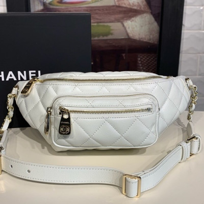 Chanel 2019 Women Leather Belt Bag ,14CM - 샤넬 2019 여성용 레더 벨트백,CHAB0713,14CM,화이트