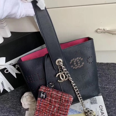 Chanel 2019 Women Leather Tote Shoulder Bag ,21CM - 샤넬 2019 여성용 레더 토트 숄더백,CHAB0714,21CM,블랙