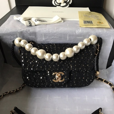 Chanel 2019 Wool Chain Shoulder Cross Bag  ,19CM - 샤넬 2019  울 체인 숄더 크로스백 CHAB0720,19CM,블랙