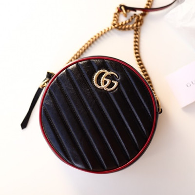 Gucci 2019 GG Marmont Mini Round Women Shoulder Bag,18.5CM - 구찌 2019 GG 마몬트 미니 라운드 여성용 숄더백 550154,GUB0660,18.5CM,블랙