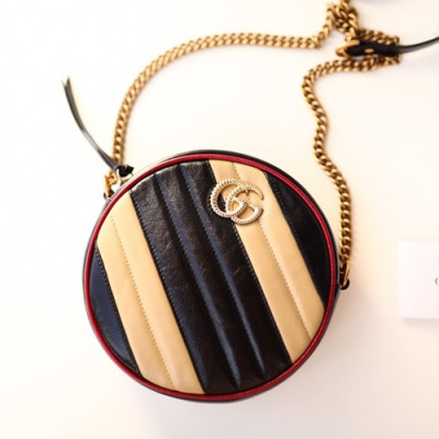 Gucci 2019 GG Marmont Mini Round Women Shoulder Bag,18.5CM - 구찌 2019 GG 마몬트 미니 라운드 여성용 숄더백 550154,GUB0661,18.5CM,블랙+베이지