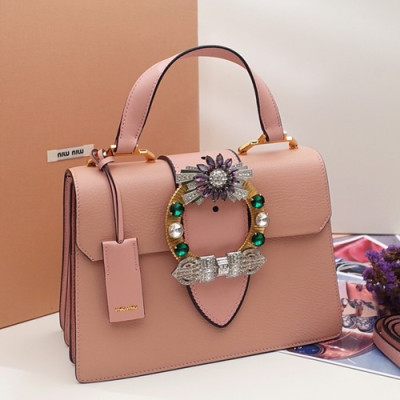 MiuMiu 2019 Lady Crystal Tote Shoulder  Bag,28cm - 미우미우 2019 레이디 크리스탈 토트 숄더백,5BH1108, MIUB0336 , 28cm,연핑크