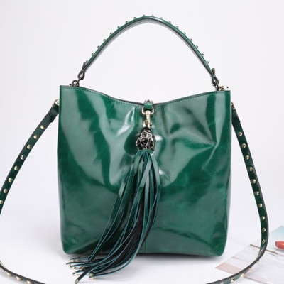 Valentino 2019  Leather Tassel Tote Shoudler Cross Bag,23CM - 발렌티노 2019 레더 태슬 토트 숄더 크로스백,VTB0564,23CM,그린