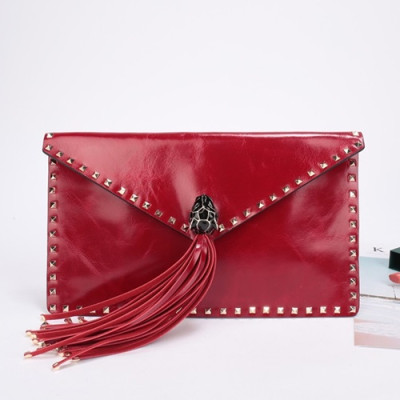 Valentino 2019  Leather Tassel Clutch Bag,28CM - 발렌티노 2019 레더 태슬 클러치백,VTB0569,28CM,레드